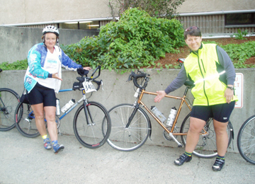 Two lovely ladies in front of their Rodriguez Bikes