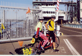 Stopping for rest, leaning the bike against a wall